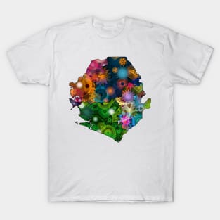 Spirograph Patterned Sierra Leone Provinces Map T-Shirt